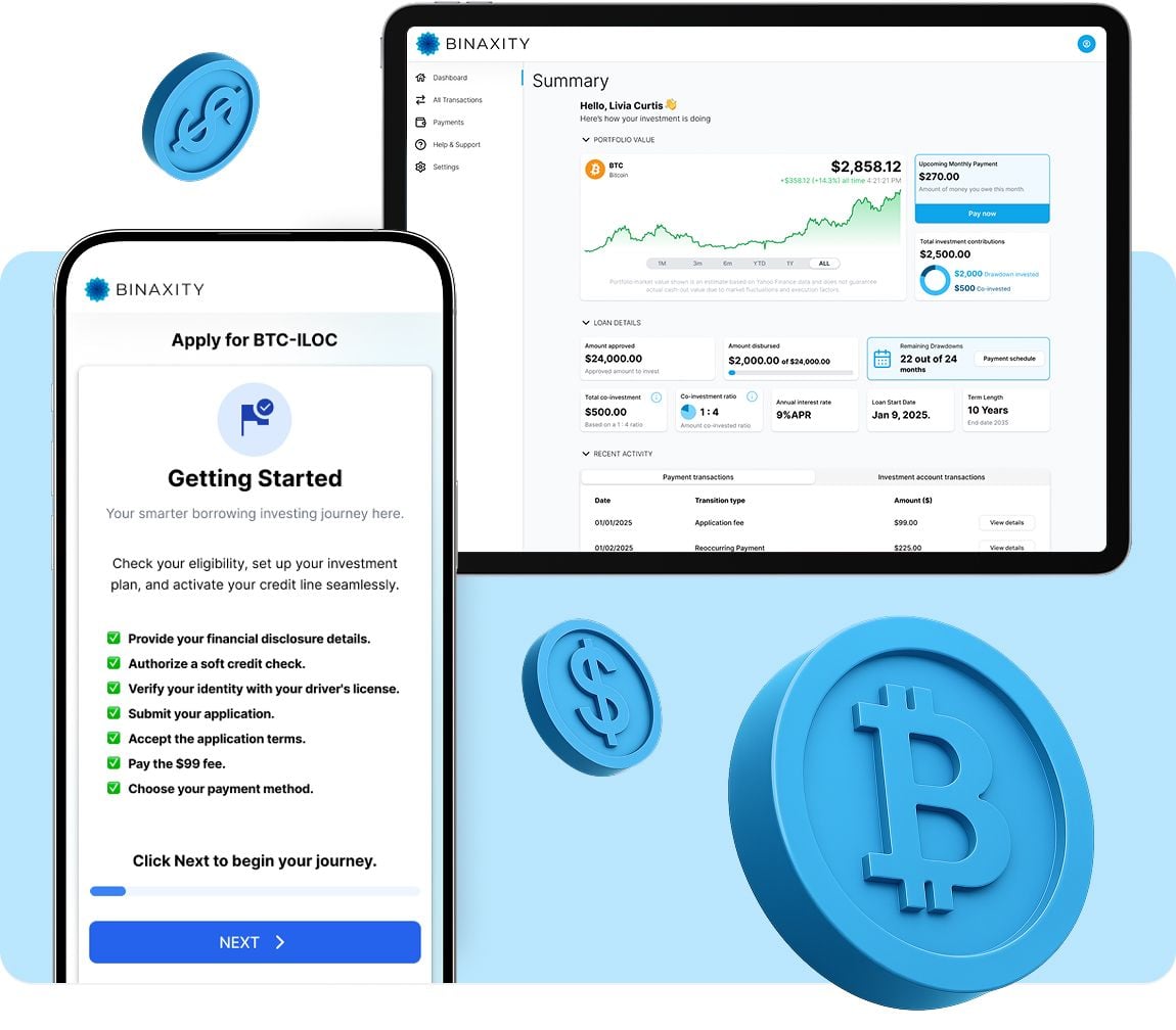 Binaxity dashboard on mobile