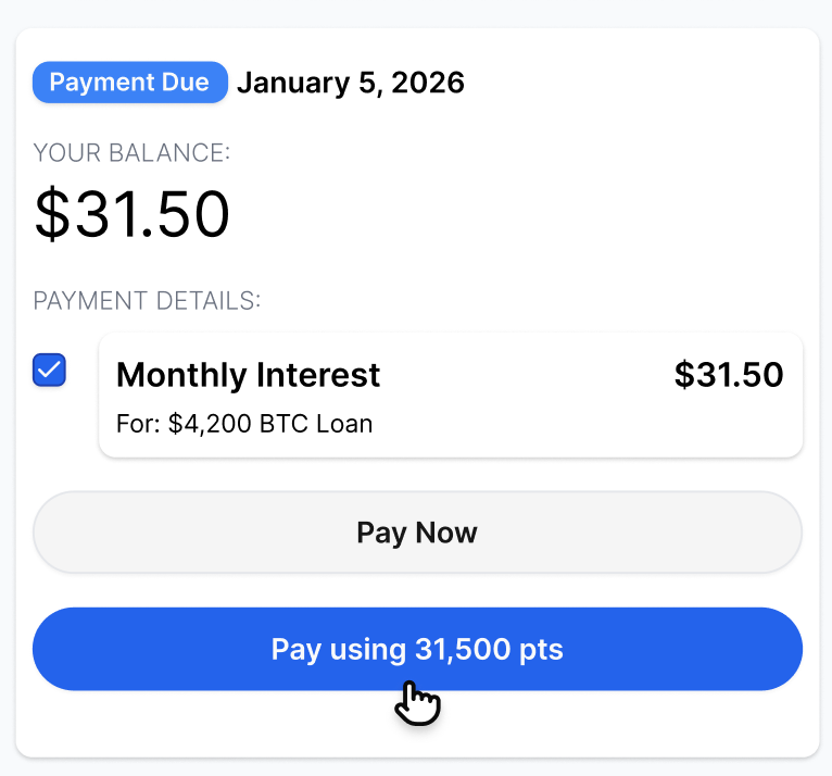 Payment with points